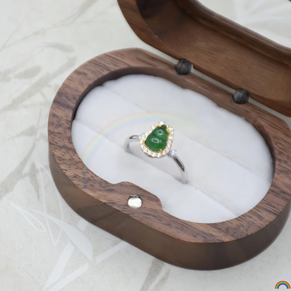 

Natural A-grade jade gourd ring for women, with a simple opening design and exquisite jade jewelry. Rwbuy brand design