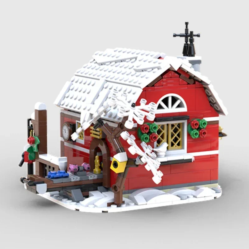 Moc Bouwstenen Straatweergave Model Santa 'S Studio Technische Bakstenen Diy Assemblage Bouwspeelgoed Voor Kindervakantiegeschenken