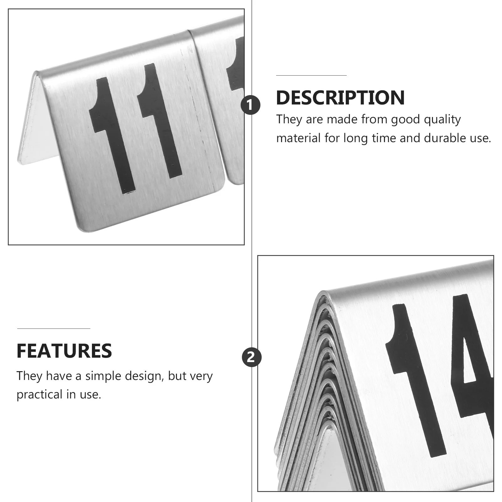 

10pcs Tabletop Number Plate Stainless Steel Restaurant Desktop Number Sign For Event Banquet Seating Organization