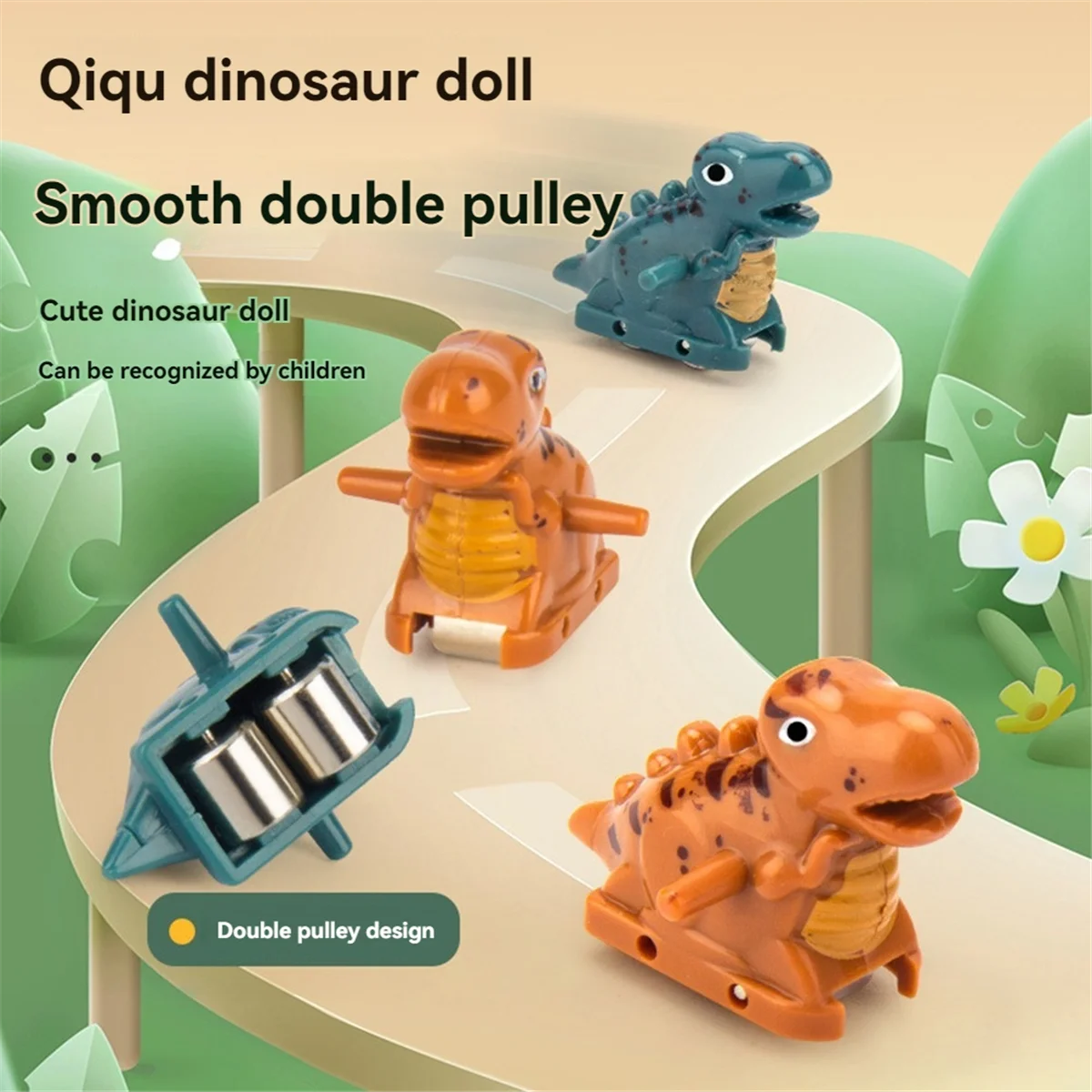 AM-Dynamic Rotating Dinosaur Adventure Slide Climbing Stairs Children'S Educational Electric Track Toy