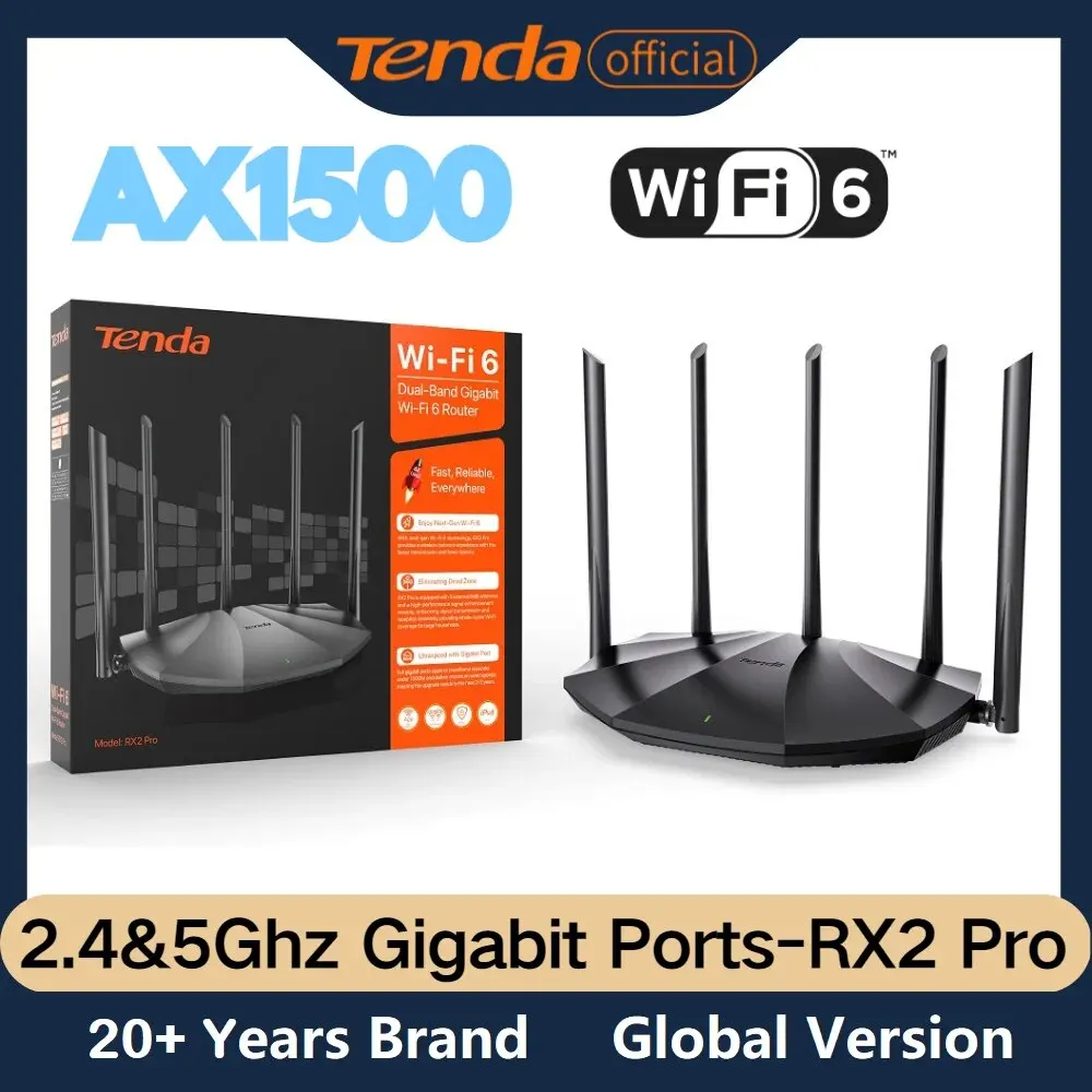 Tenda WIFI6 Router AX1500 Gigabit Wireless Router Signal Amplifier 2.4G 5GHz Beamforming Parental Control Guest Network Repeater