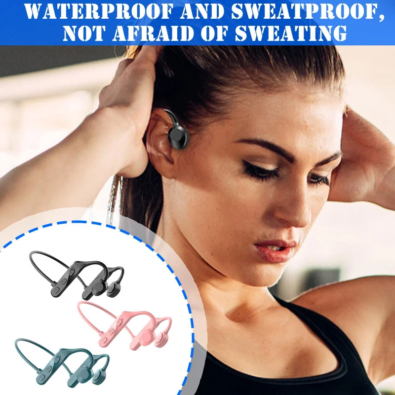 

Bluetooth 5.0 Air Conduction In-Ear Headset Wireless Sports Waterproof Headset Non-Ear Stereo Earhook with Microphone