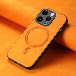 Magnetic Wireless Charging Leather For Magsafe Case For iPhone 15 Pro Max 14 Plus 13 12 11 XR SE 2022 Anti Drop Slim Skin Cover