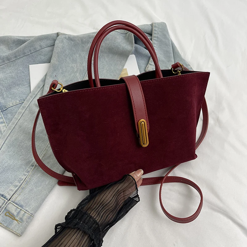 

Stylish Design Retro Fashion New Faux Suede Crossbody Bags Hasp Sewing Thread 2025 Large Capacity Commute Shoulder Bags
