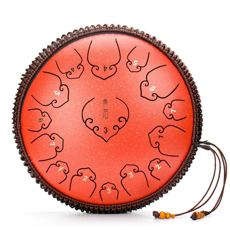 14 Inch 15 Note Steel Tongue Drum C Key Lotus Hand Pan Drum Yoga Meditation Music Drums Professional Percussion Instrument Gifts