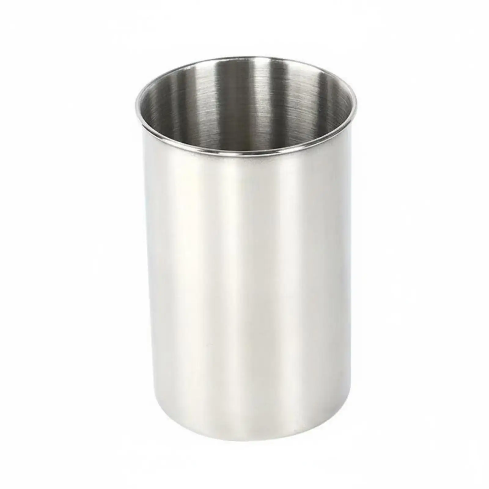 Stainless steel ice container, single-walled, cylindrical, with rolled rim