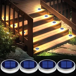 Solar Deck Lights 4 Pack Disk Light IP68 Waterproof Garden Decor Railing Stairs Step Fence Yard Patio And Pathway Outdoor Light