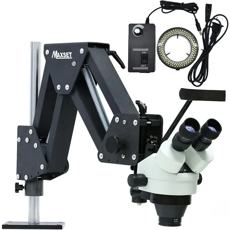 ZQ-1 Multi-Directional Microscope Micro-Setting Microscope,7X-45X Magnification,0.7X-4.5X Zoom Objective,60-Led Ring Light