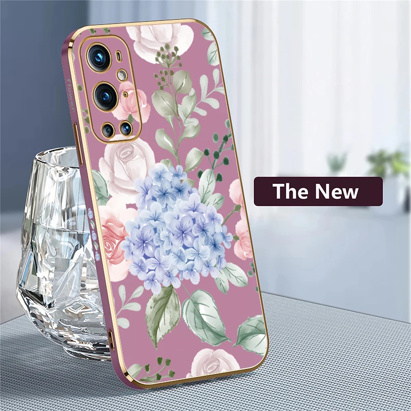 Custodia protettiva per telefono per Oneplus 8T 9 1 + 9 Nord N20 5G 3 CE 2 Lite Custodia morbida in silicone antiurto con motivo foglie di fiori