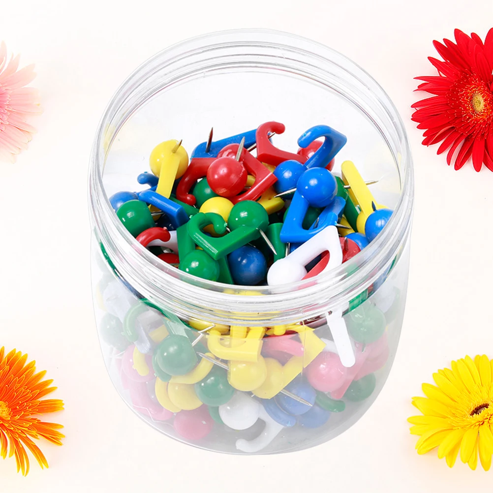 

100pcs Sofa Cushion Fixator Plastic Push Pins Colorful Map Tacks For Photo Wall Decoration With Storage Can