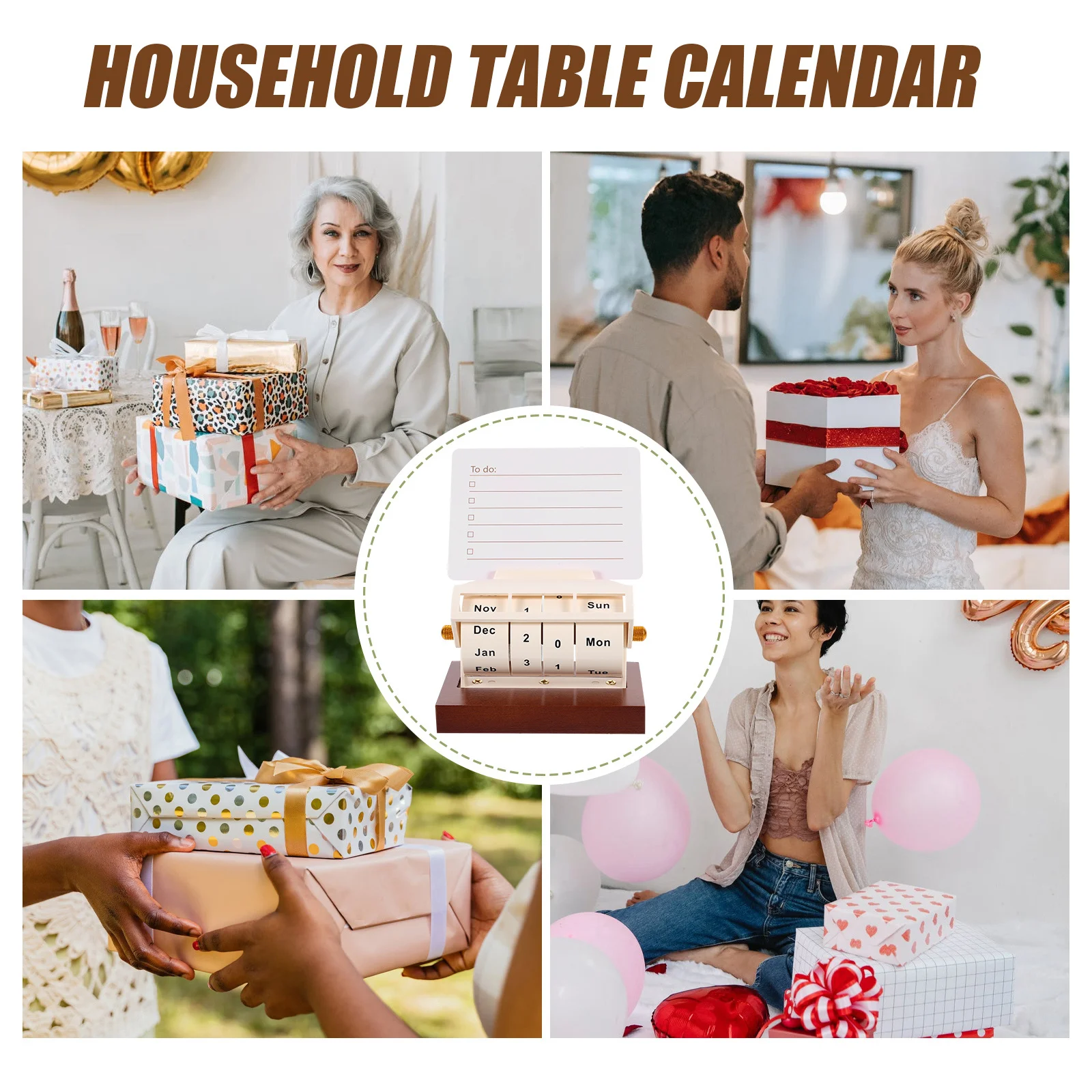 

1Set Desktop Calendar Wooden Blocks Adjustable Date Home Accessory Office Decor Small Calendar Gift Home Accessory