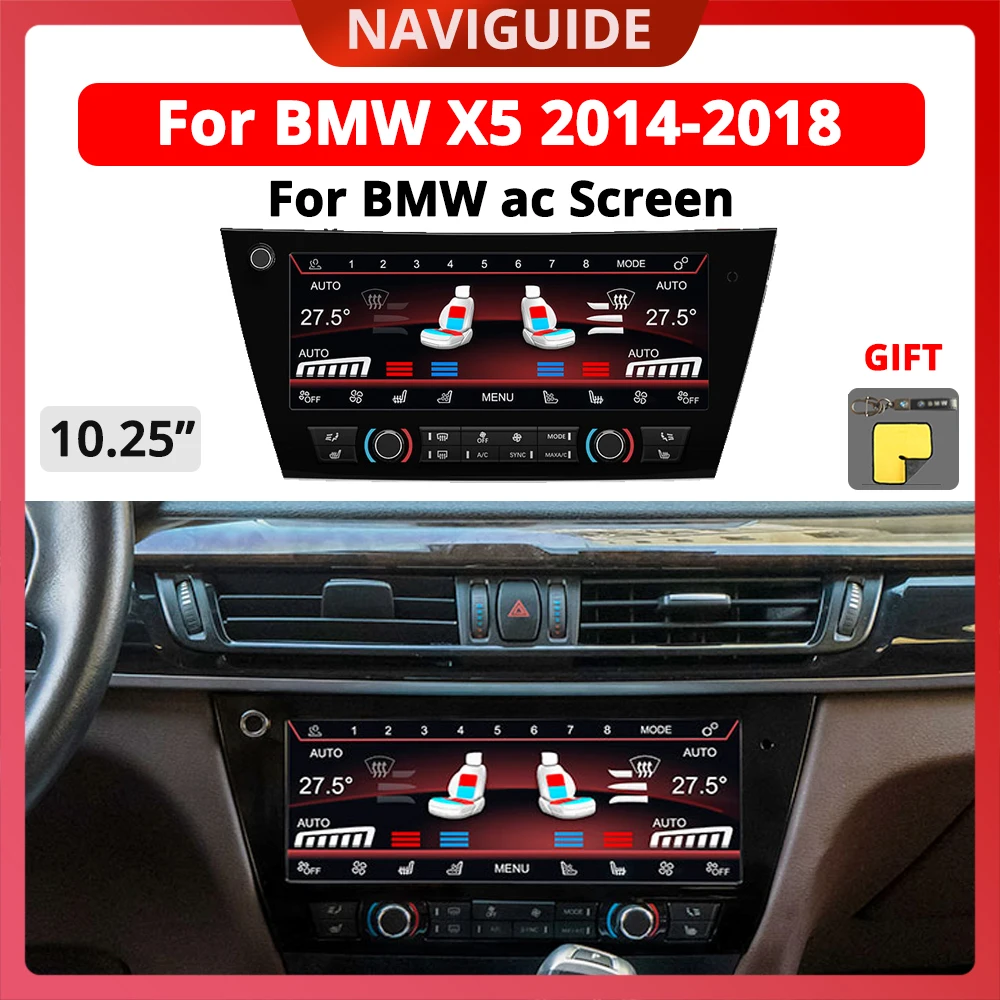 NAVIGUIDE 10.25'' For BMW X5 F15 X6 F16 2014 2015 2016-2018 Panel Air Touch LCD Screen Condition Seating Voice Control Climate