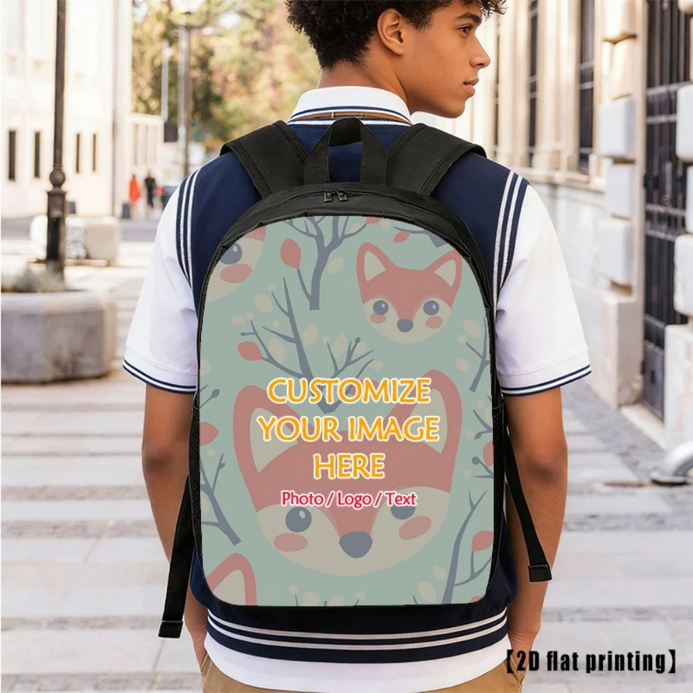 Custom Image Print Backpack Customized Photo Logo Text Lightweight Laptop Backpack Boys Girls Teen Back To School Daypack