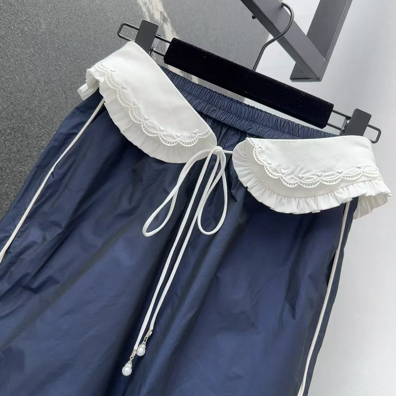 High quality new women's casual pants, lace embroidered straight leg pants, sports pants, and casual versatile pants