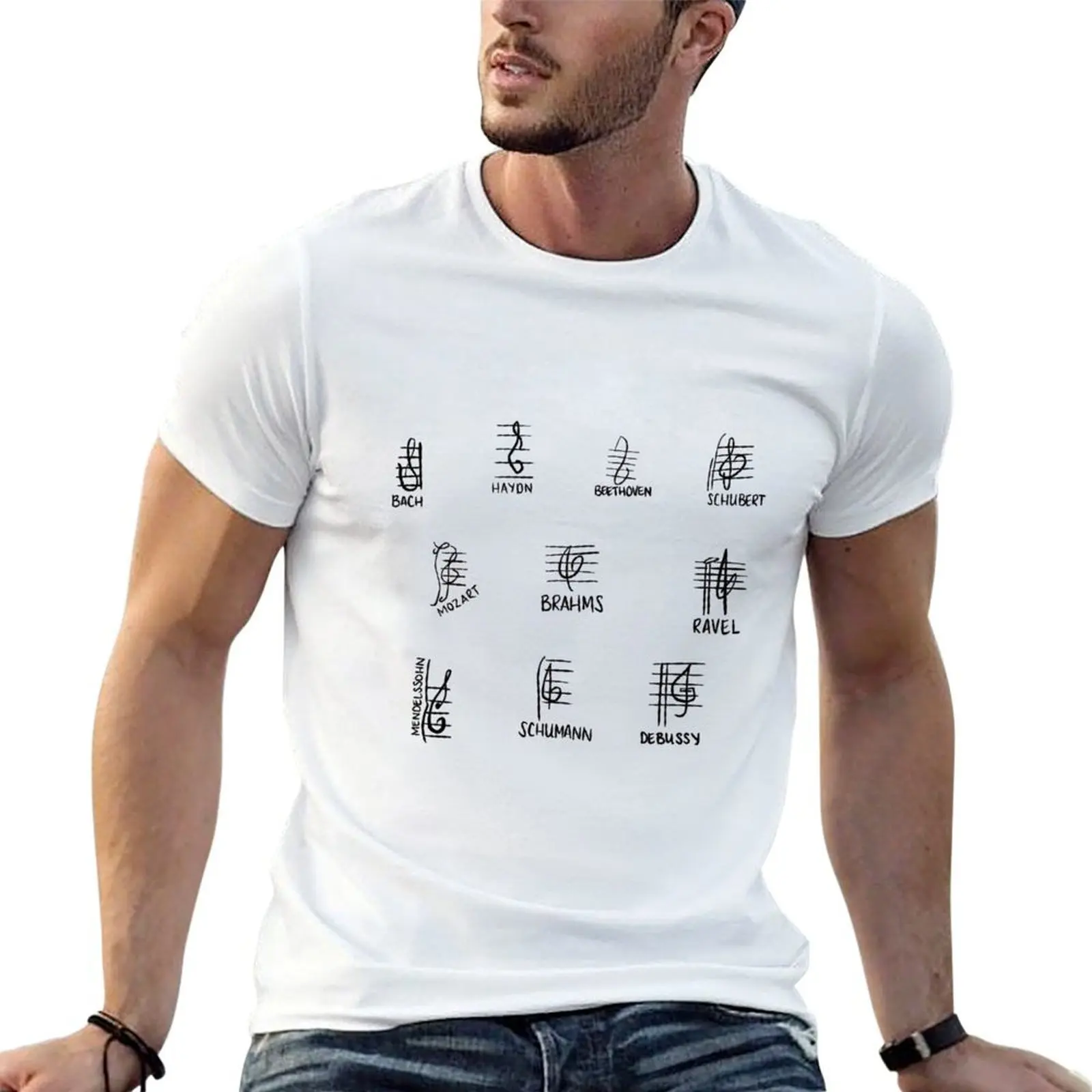 Composer Treble Clefs T-Shirt Basic Tee Shirt for Everyday Outfit