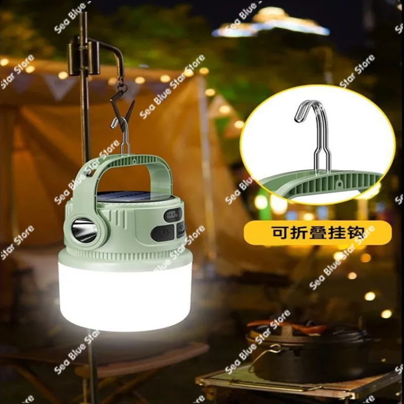 Popular digital display solar camping light outdoor tent portable night market stall light solar light
