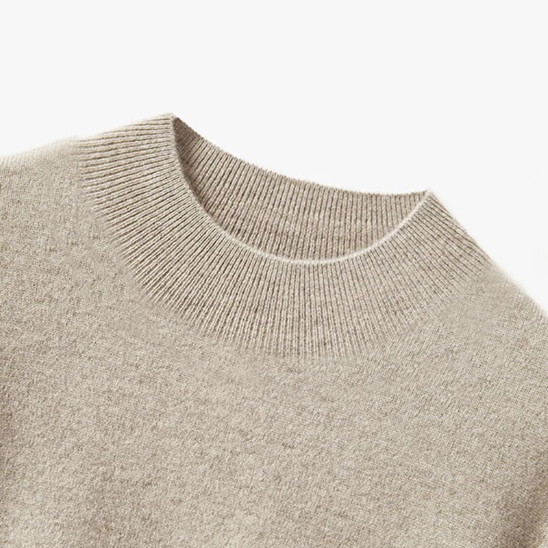 DjzDsm Autumn Winter Men Wool Sweater First-Line Ready-To-Wear Pullover Mock-neck Long Sleeve Casual Jumper Pure Wool Knit Shirt