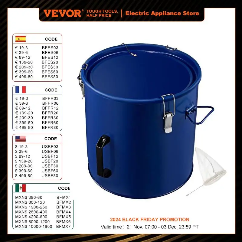 

VEVOR 5/8/10 Gal Fryer Grease Bucket Oil Disposal Caddy With Lid&Filter Bag Thickened Steel Durable for Kitchen Commercial Use