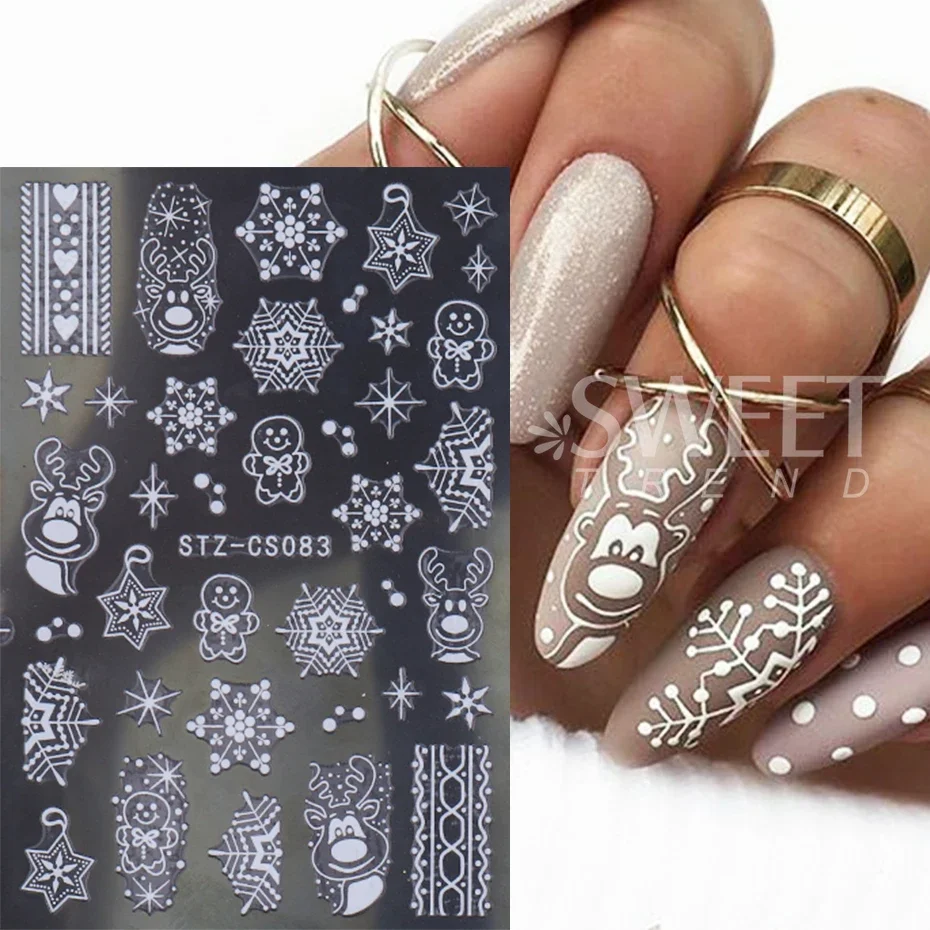 3/5 قطعة عيد الميلاد مسمار ملصقات الشتاء ندفة الثلج الأيائل الزنجبيل مسمار الشارات DIY بها بنفسك ذاتية اللصق المتزلجون السنة الجديدة مانيكير ديكور