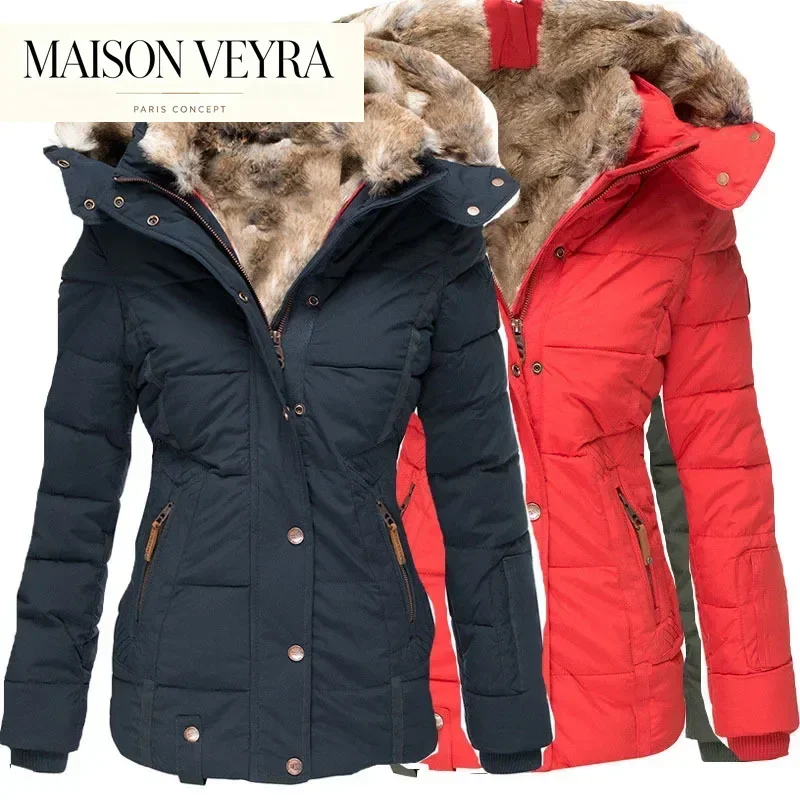 Winter Long Sleeve Zipper HoodedWomen Coat Jacket 2023 New Autumn Fashion Casual Solid Color Parka