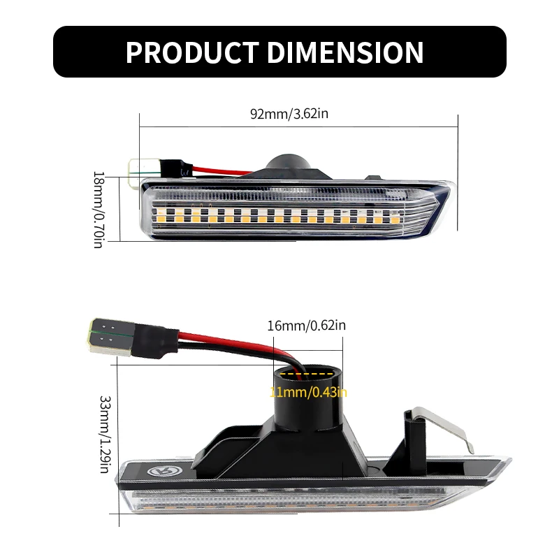 2PCS LED Turn Signal Light Side Marker Sequential Indicator Lamp For BMW 3 Series E36 M3 1997 1998 X5 E53 1999-2006 - Image 2