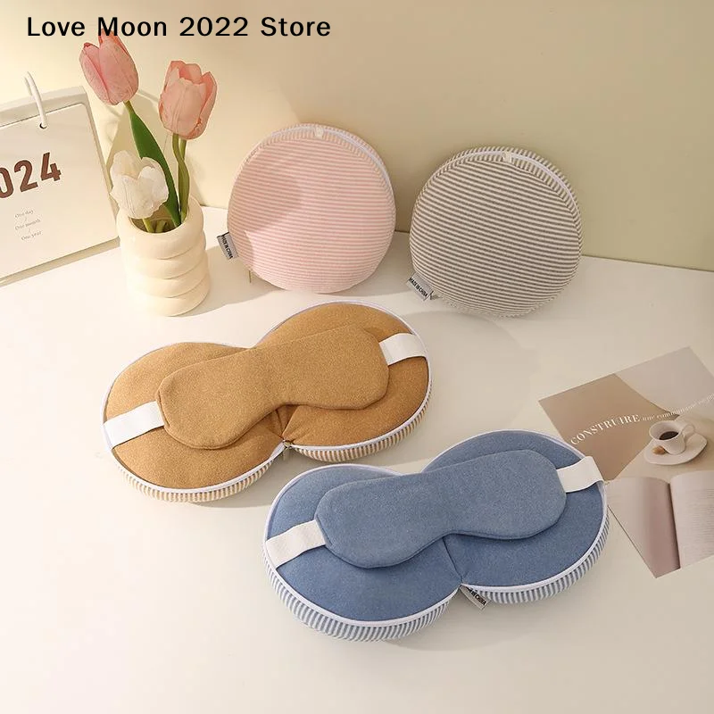 1PCS 2 in 1 Neck Pillow Portable Neck Pillow Sleeping Mask Multifunctional Travel Eye Cover Airplane Office Flight Sleep Rest