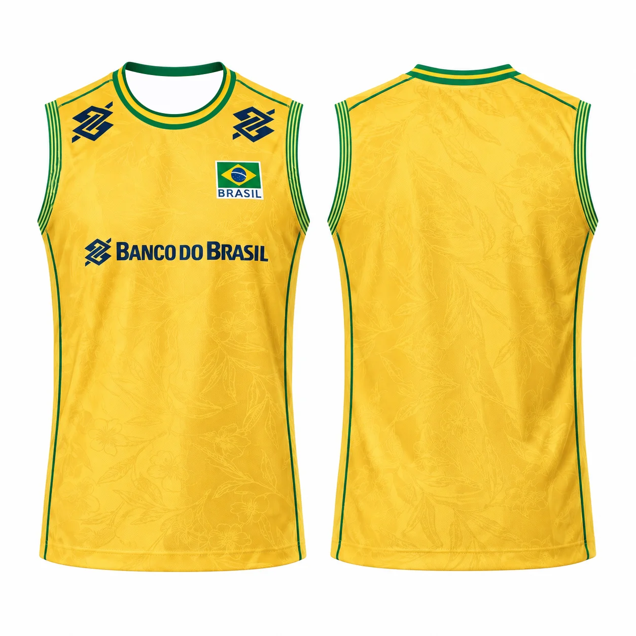 2026 New Brazil Beach Volleyball Home Jersey Sleeveless Yellow Team Tank Top Adults & Kids Unisex Brasil Sports Uniform