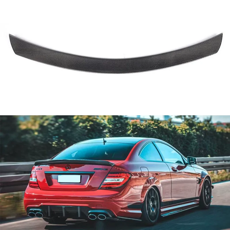 

For Benz C Class W204 Spoiler 2007--2014 Year Coupe 2-door AMG V Style Real Carbon Fiber Rear Wing Accessories Glossy Carbon