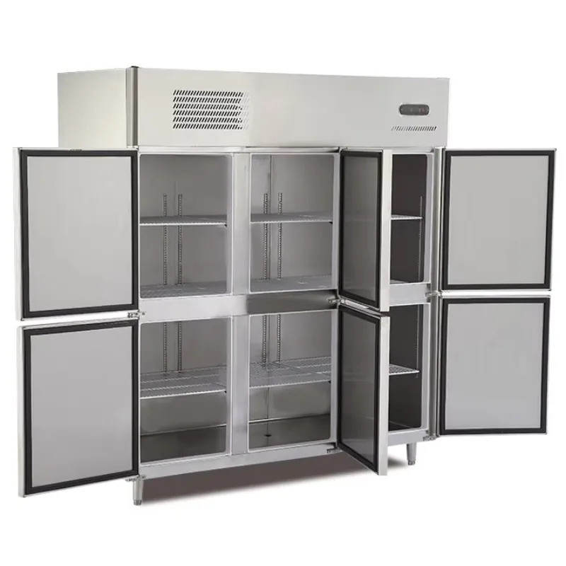Restaurant Large 6 Doors Stainless Steel Commercial Refrigerators and Freezers Upright Refrigeration Units