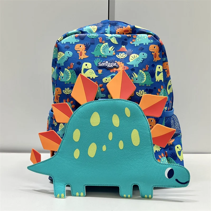 Genuine Australian Smiggle Blue Dinosaur Backpack Medium Hat Backpack Children'S Backpack Suitcase, Juice Cup Straw Cup Gift