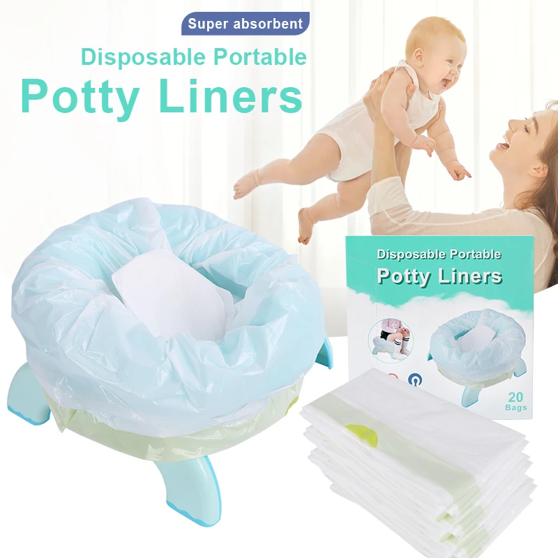 Baby sit implement bag one-time potty chair cushion | (20 liner + 20 suction pad) | and portable toilet training potty use | gen