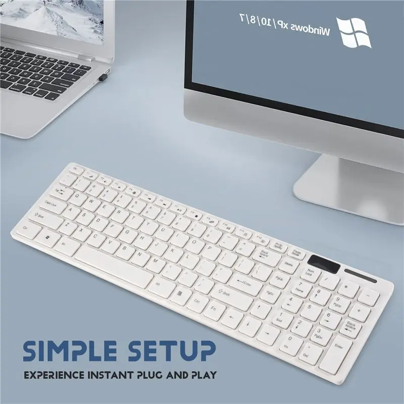 AED7-Wireless Slim White Keyboard + Wireless Optical Mouse Set For PC And Laptop
