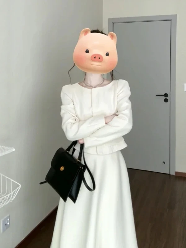 

Elegant Korean Style Fashion Set Beautiful Half-length Skirt And Top for Important Occasions Comfortable Long Sleeve round Neck