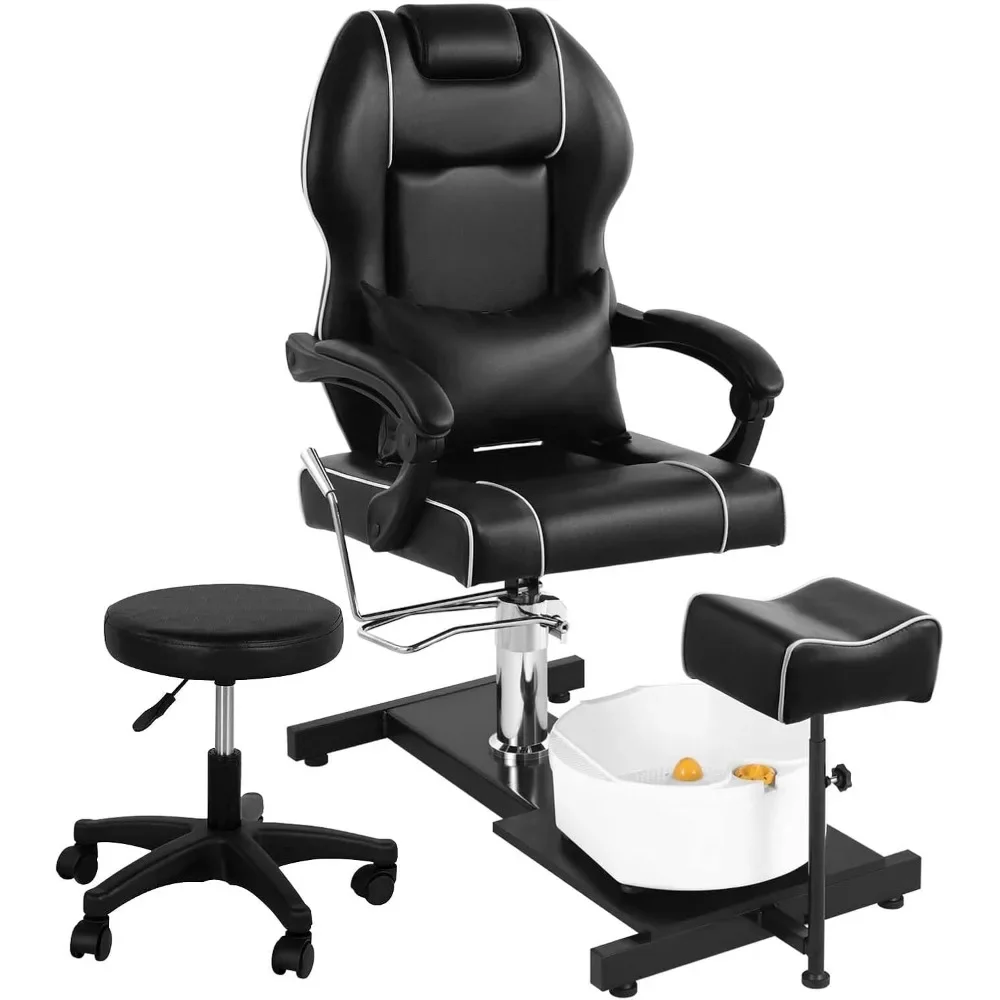 

Pedicure Chair with Bubble Massage Foot Bath, Hydraulic Lift Pedicure Chairs No Plumbing, 360 Swivel Pedicure Chair