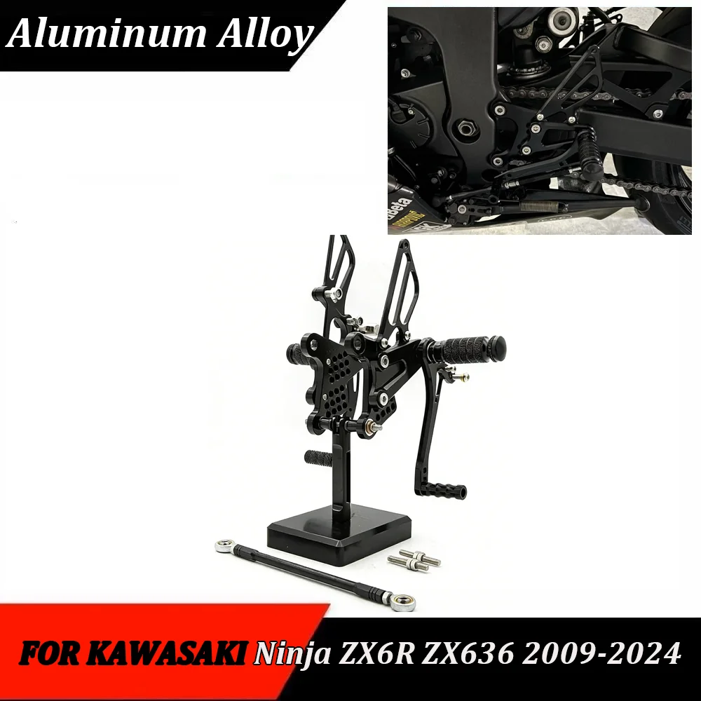 

For Kawasaki Ninja ZX6R ZX636 ZX 6R ZX 636 ZX-636 ZX-6R 2009-2023 2024 Motorcycle Adjustable Rearset Footpeg Foot Peg Footrest