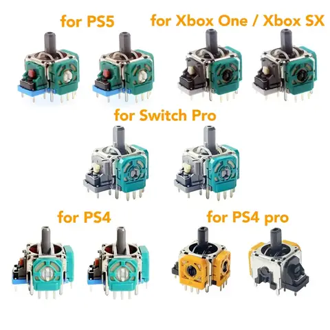 PS5/PS4/Switch Pro/Xbox One/시리즈 컨트롤러 용 2Pcs 교체 3D 아날로그 조이스틱 ThumbStick 수리 부품 액세서리
