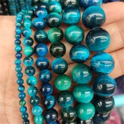 Natural Stone Beads Royal Blue Tiger Eye Round Loose Beads Diy Charm Bracelet Earrings for Jewelry Making 15