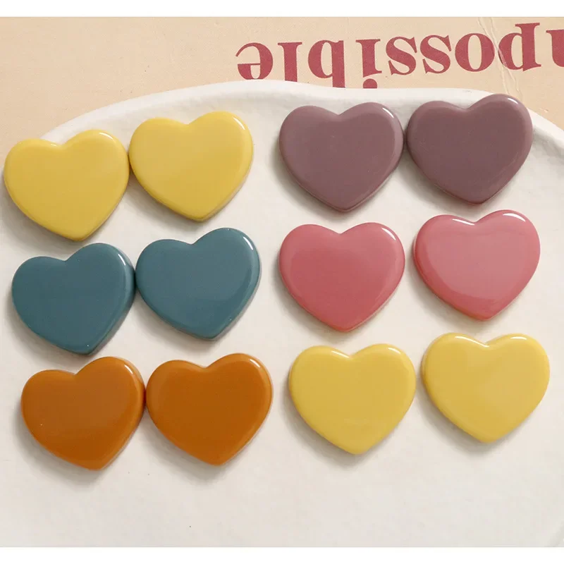 5pcs early autumn chic gentle wind bright face heart Flat Back Resin Cabochons Scrapbooking DIY Jewelry Craft Accessories