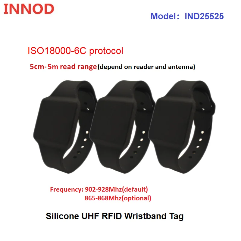 UHF 915M RFID PVC リストバンドブレスレット長距離アクセス制御時計カードアンチボディシリコンタグ