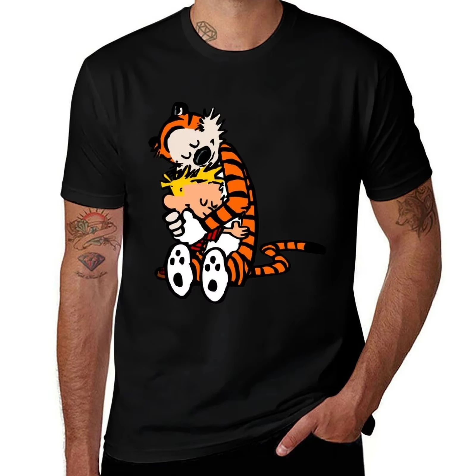 

Calvin and Hobbes Hug in Color T-Shirt T Shirt Man Casual Man Graphic T Shirt T-Shirt