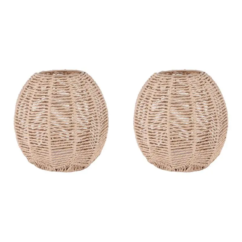 2PackX(Home Lighting Rattan Lamp Cover Handmade Woven Chandelier Retro Lampshade Homestay Lampshade Decorative Chandelier)