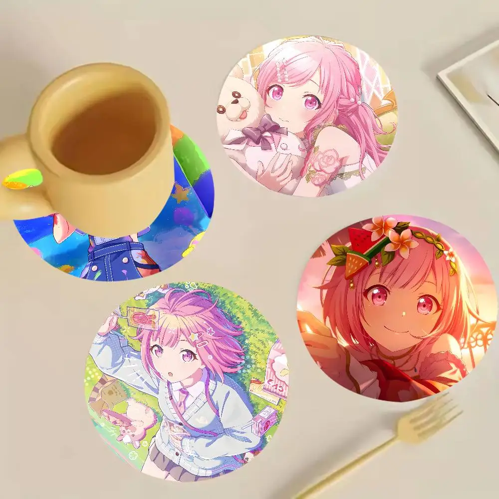 O-Ootori Emu P-Project SEKAI Wooden Cup Mat Cappuccino Vodka Juice Water Coaster for Flower Shop