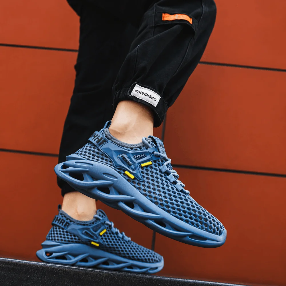 Zapatillas informales transpirables para hombre, suela suave, zapatos de malla fina para exteriores, zapatos ligeros antideslizantes para correr, senderismo, entrenamiento, tenis