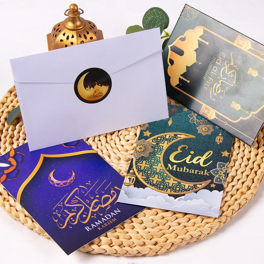 

12pcs Ramadan Decoration Ramadan Greetings Cards with Envelopes Islam Holiday Cards Ramadan Kareem Eid al-Fitr Cards Eid Mubarak