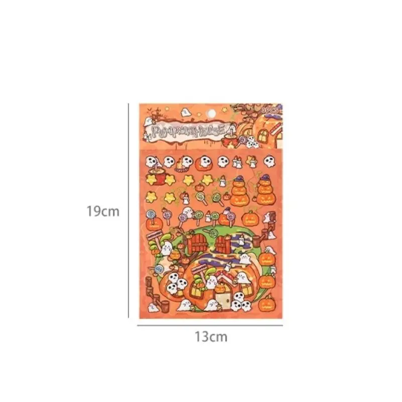 4 set di cartoni animati squisiti adesivi tridimensionali per decorazioni fai da te di Halloween adesivi per manuali paesaggistici adesivi creativi carini