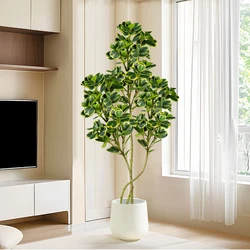 76cm/115cm Artificial Ficus Tree Fake Tropical Plants Plastic Rubber Branch Green Heart-Leaves for Home Garden Outdoor Decor
