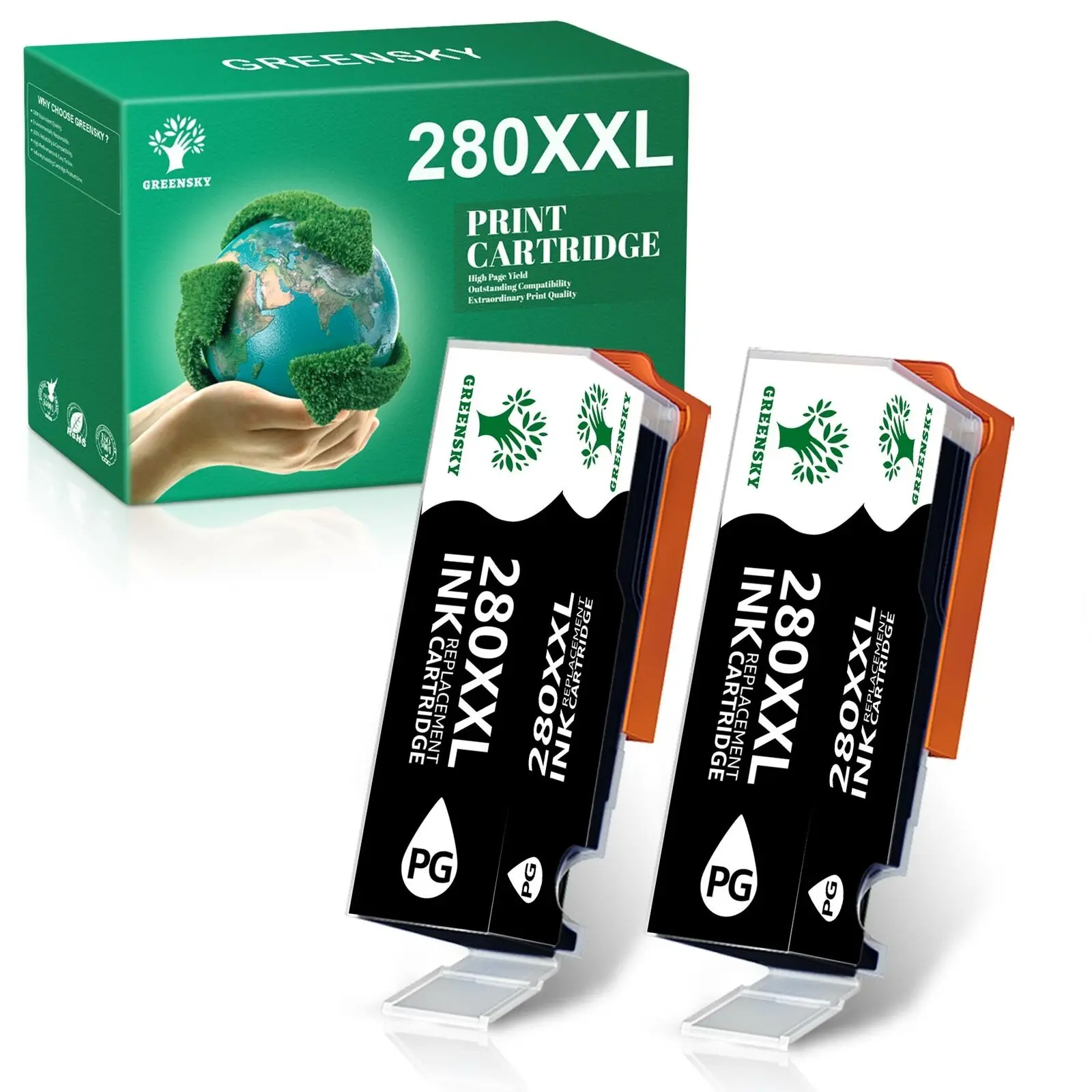 

2x Premium PGI-280 XXL Black Ink +chip for Canon PIXMA TS9120 TS9520 TS8120