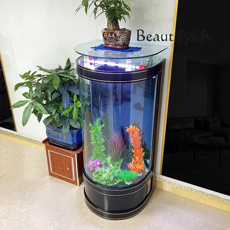

Semicircular fish tank living room new family integrated