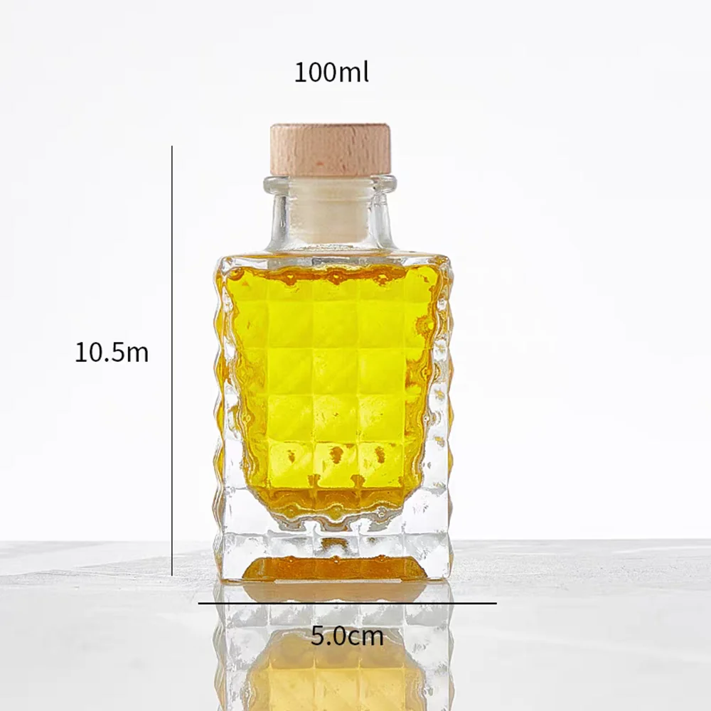 100 Pieces 100ml Diamond Glass Bottle Set with Wooden Cork Lids for Wine Honey Storage Party Favors And Shop Packaging