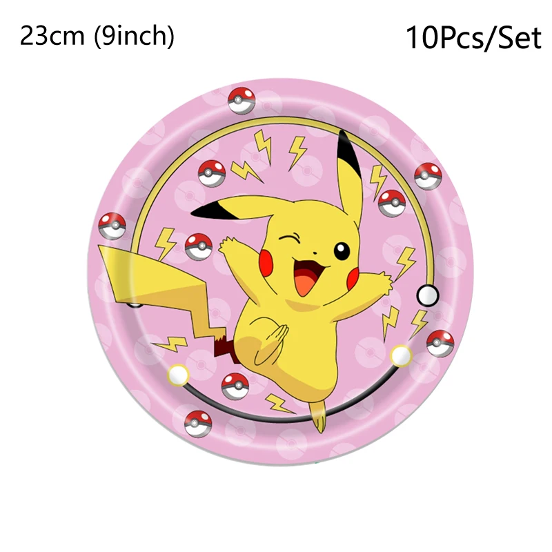 Pokemon Verjaardagsfeestje Decoraties Tafelkleed Servies Cups Borden Papieren Servetten Achtergrond Pikachu Ballonnen Banner Kids Geschenken